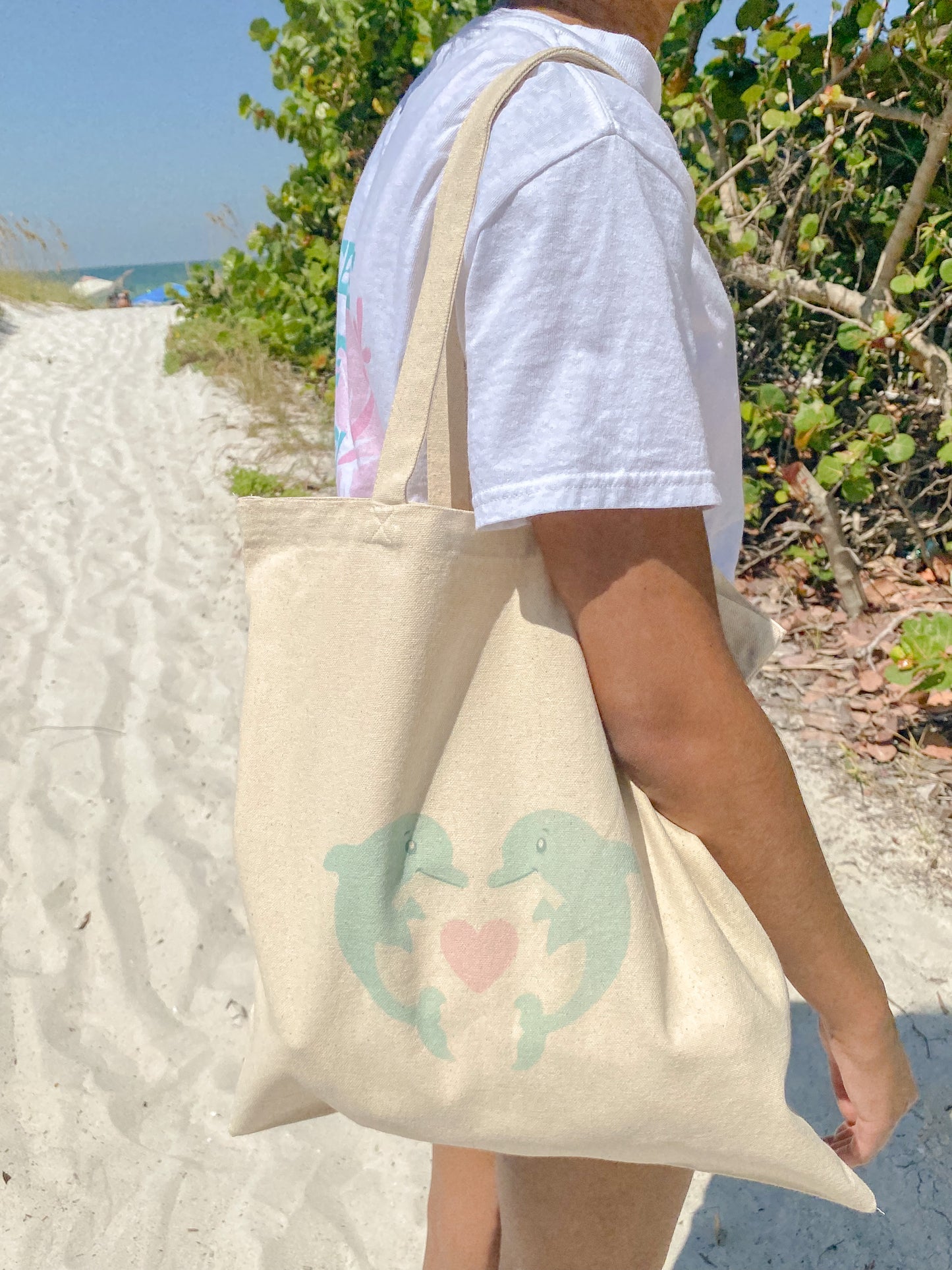 dolphin love tote bag