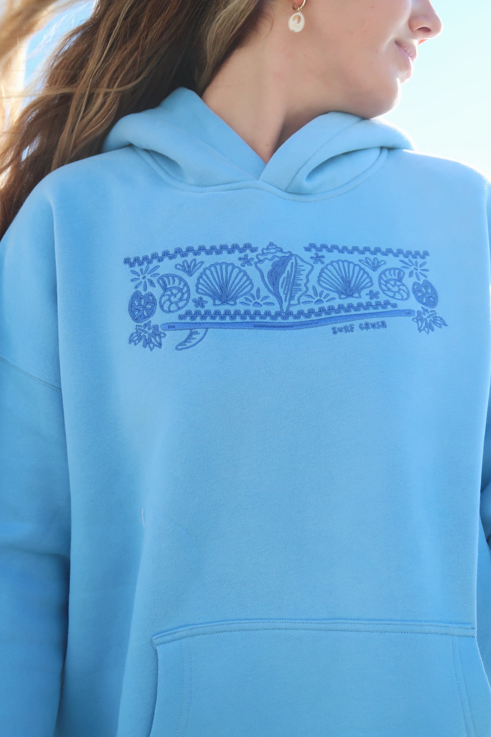 ◆SATUR◆ Angel cross stitch brushed hooded sweatshirt sky b angel-studios-adult-hoodie-