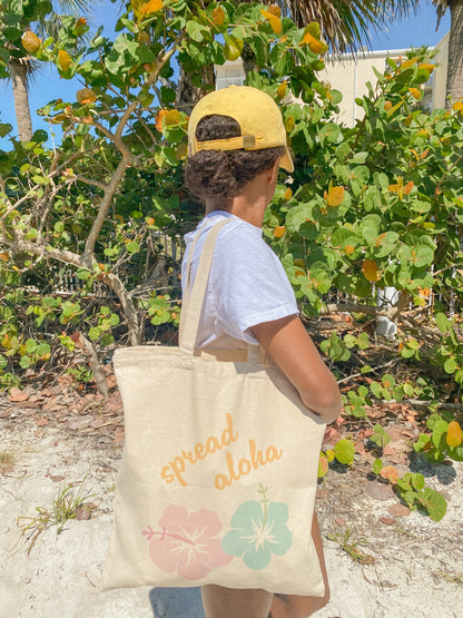 spread aloha tote bag