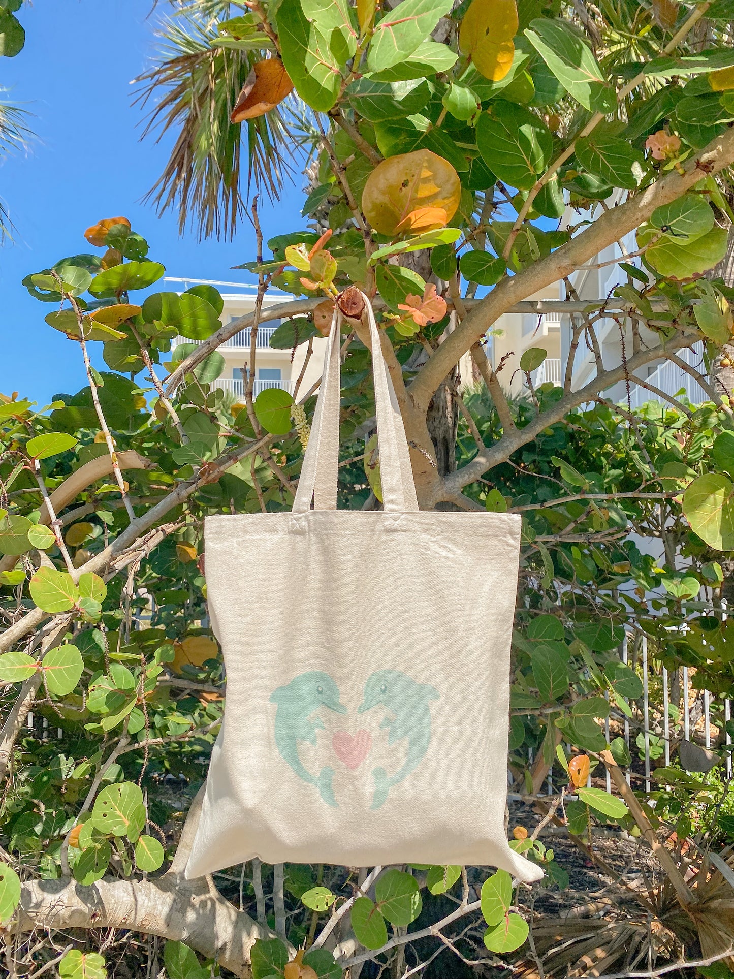 dolphin love tote bag