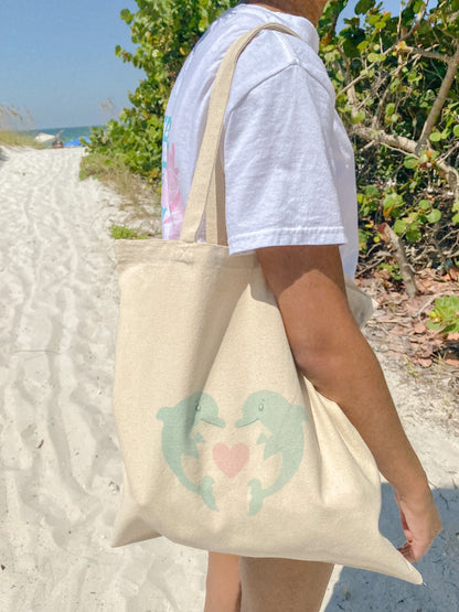 dolphin love tote bag